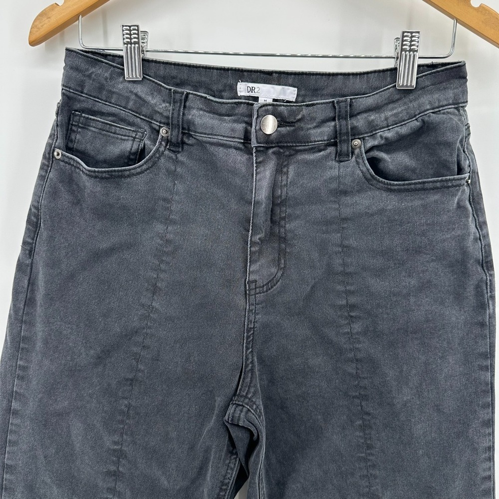 DR2 Jeans Womens M Charcoal Black Denim Cropped Wide-Leg 5-Pocket Outdoor